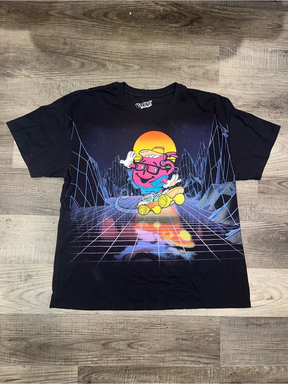 Kool-Aid Kool-Aid Man Retro 80s Graphic Tee Black Crew Neck Men’s Size Large